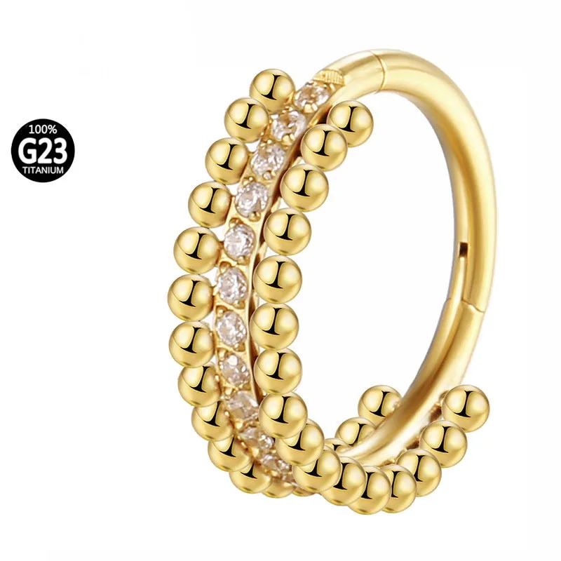 G23 Titanium Septum Puncture Nose ring hoop Ball and CZ multi-layered piercing Helix Piercing Wholesale Piercing jewelry