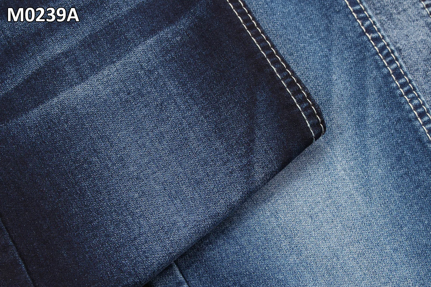 10 Ounce Double Layers Knitting Similar Denim Fabric With Dual-Core Yarn Indigo Blue