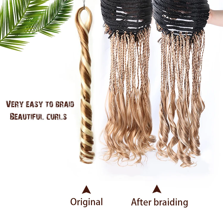 Julianna Pony Style Loose Wave Synthetic Crochet Hair Attachment 24 Inch Silky Spanish French Curl Braiding Hair Extension