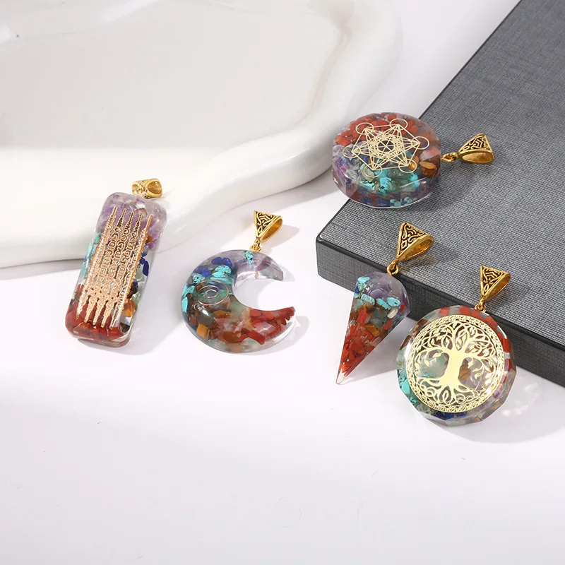 Colorful Necklace Natural Crystal Semi-Precious Stone Gravel Pendant Yoga Jewelry Wholesale