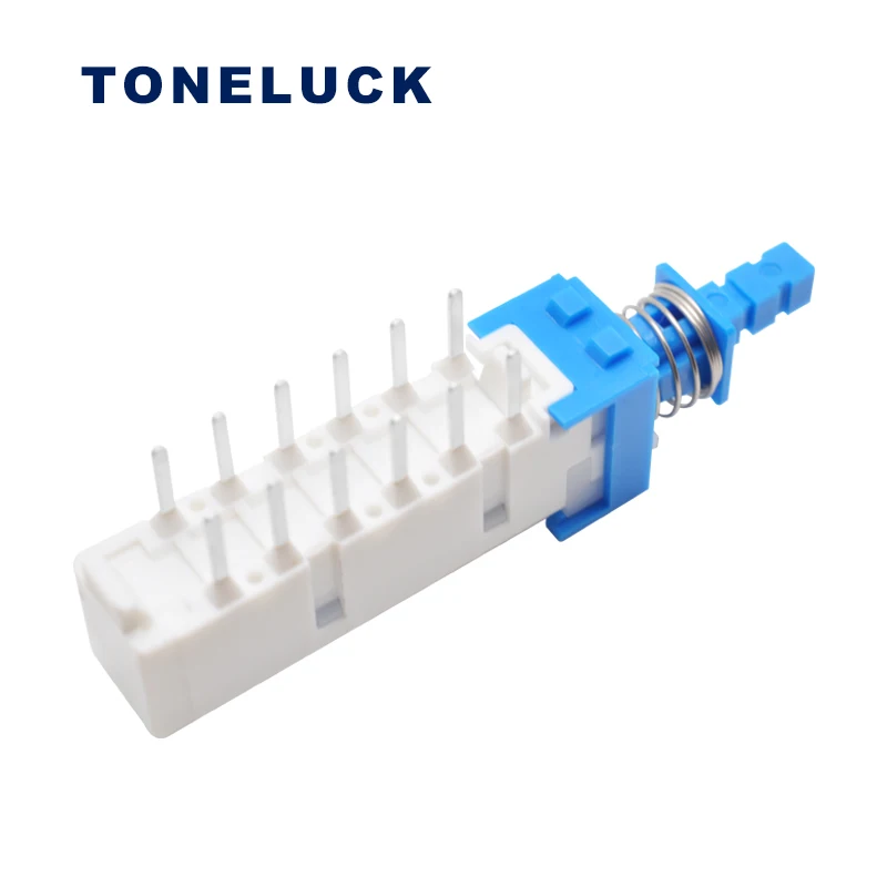 TONELUCK PBA-S4AF1 0.1A 30VDC Blue Handle Straight Key Switch Range Hood Push Button Switch