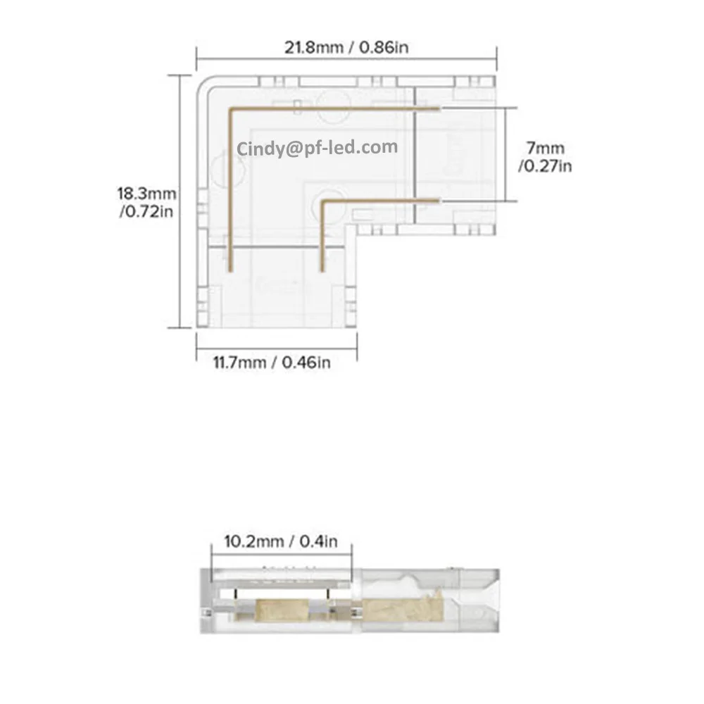 5mm 8mm 10mm COB LED strip connector 2 pin Transparent Reusable IP20 Connector L shape dual end single end