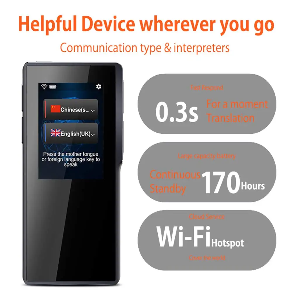  Wi-Fi искусственный интеллект (AI) 2 4 дюйма IPS мгновенная модель сенсорный экран портативный голос 82 + передатчик языков