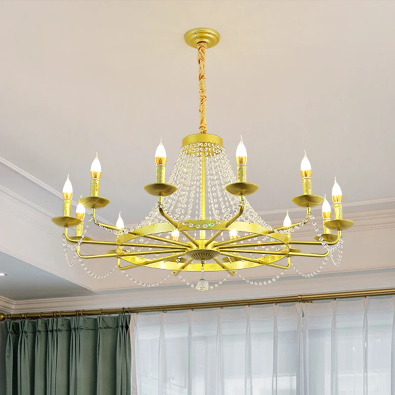 Iron gold / black interior decoration crystal chandelier project restaurant hall Chandeliers &Pendant Lights