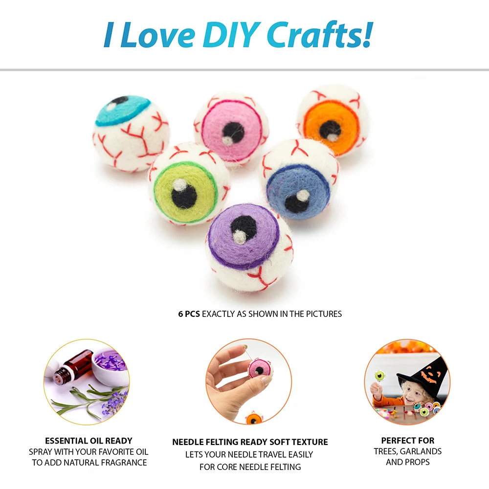 Spooky Eye Balls Halloween Decoration Wool Felt Eyeballs Party Craft Decoration Horror Prop Decor for Halloween Party