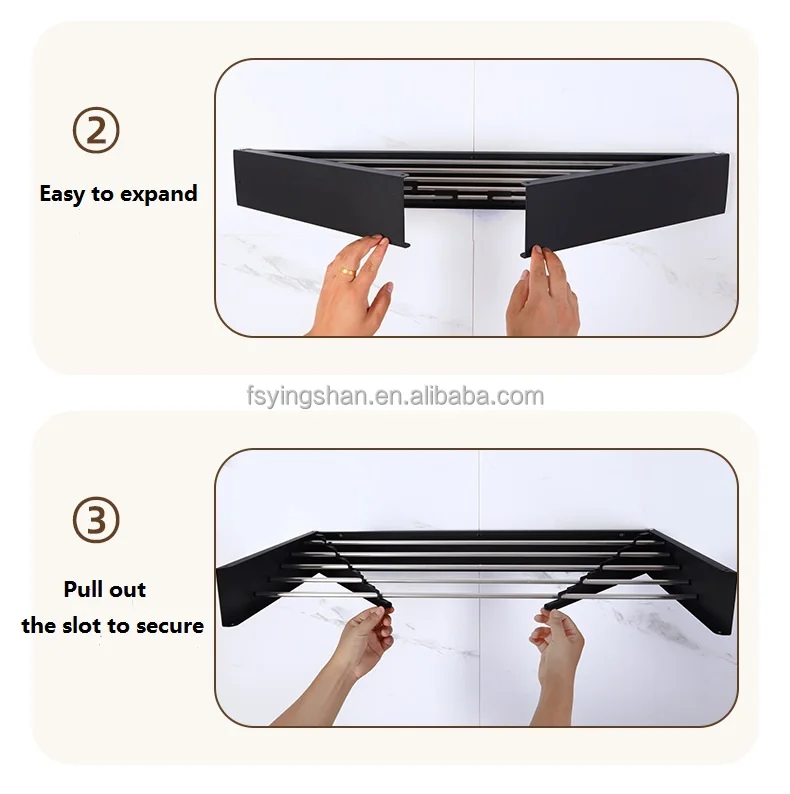 Space-Saving Wall-Mounted Aluminum Foldable Clothes Drying Rack for Kitchen Wardrobe Home Use for Bathroom or Living Room