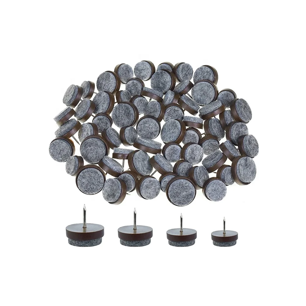 64 Pcs 4 Sizes Chair Legs Protectors Nail-on Felt Pads for Wooden Furniture Feet (20mm,22mm,24mm,28mm)