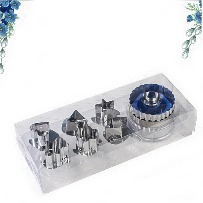 7-piece set of hollow cookie cutter mold with filling sauce sandwich biscuit mold hollow egg tart cake mold for baking