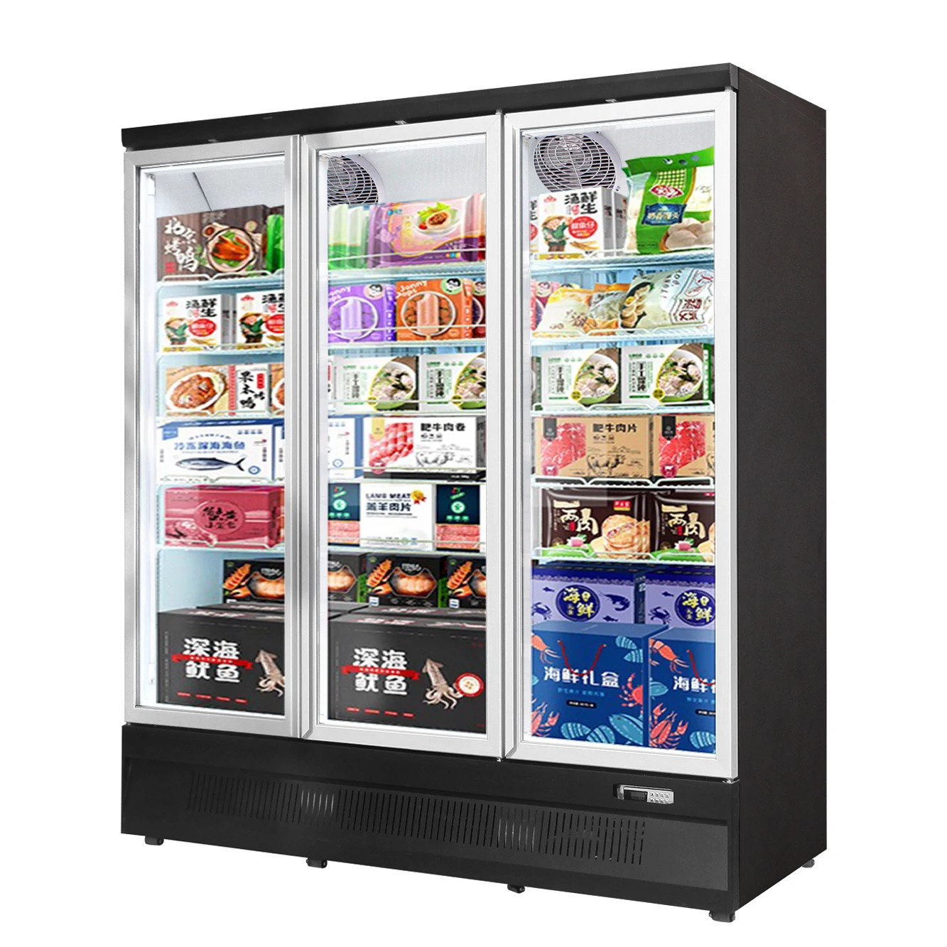 Холодильник охладителя воздуха холодильник с тремя стеклянные двери и витрины охладитель холодильник супермаркет Вертикальная Витрина-холодильник