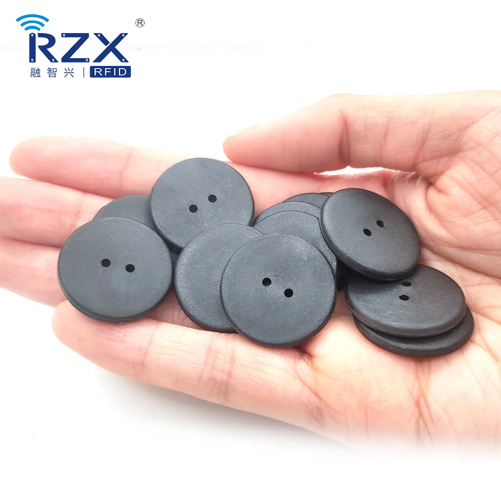 Reusable waterproof NTAG 424 DNA RFID Small button Circle PPS NFC washable laundry tag
