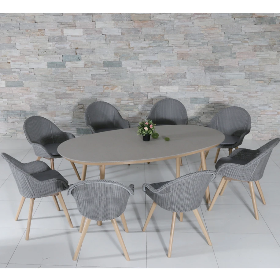 EREBUS Alu Creatop Овальный ротанговый/Плетеный садовая мебель, уличные плетеные наборы чайного столика