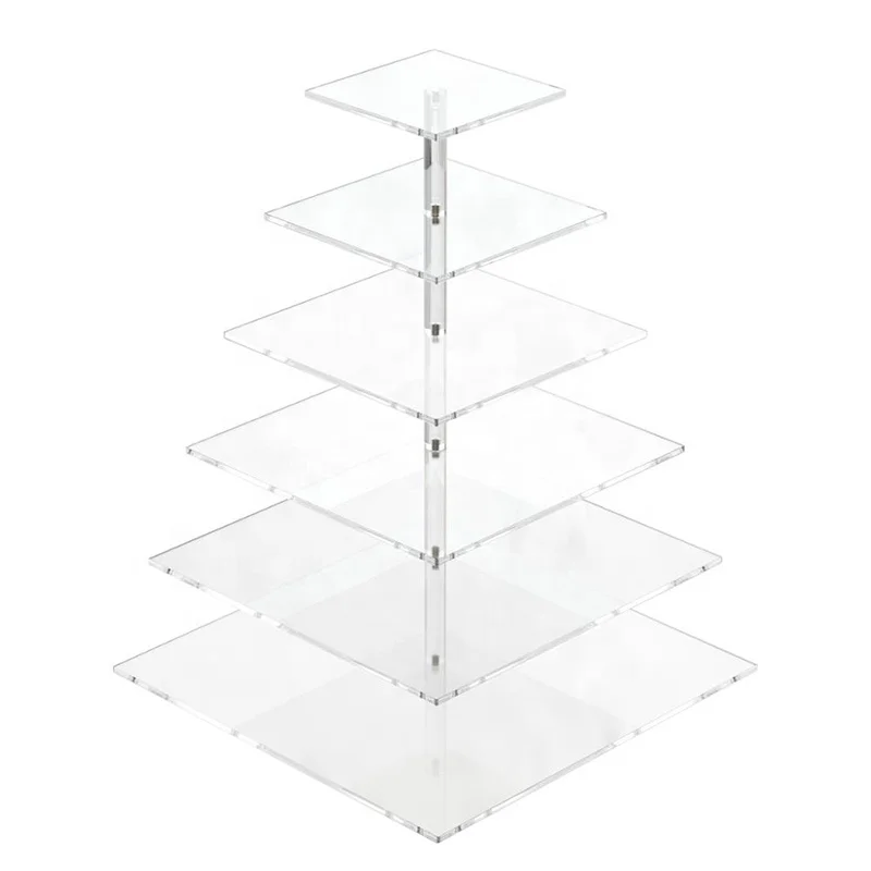 Dessert Stand Cupcake Stand Acrylic Holder 6 Tiers Square Acrylic Cake Stand