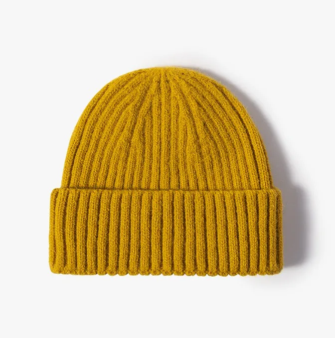Autumn and winter warm knitted short melon skin domed wool hat