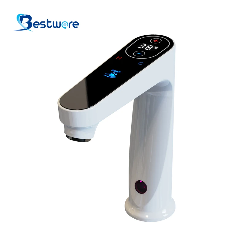 Современный дизайн бесконтактный автоматический кухонный кран с датчиком цинковый материал настенный водопроводный дозатором мыла