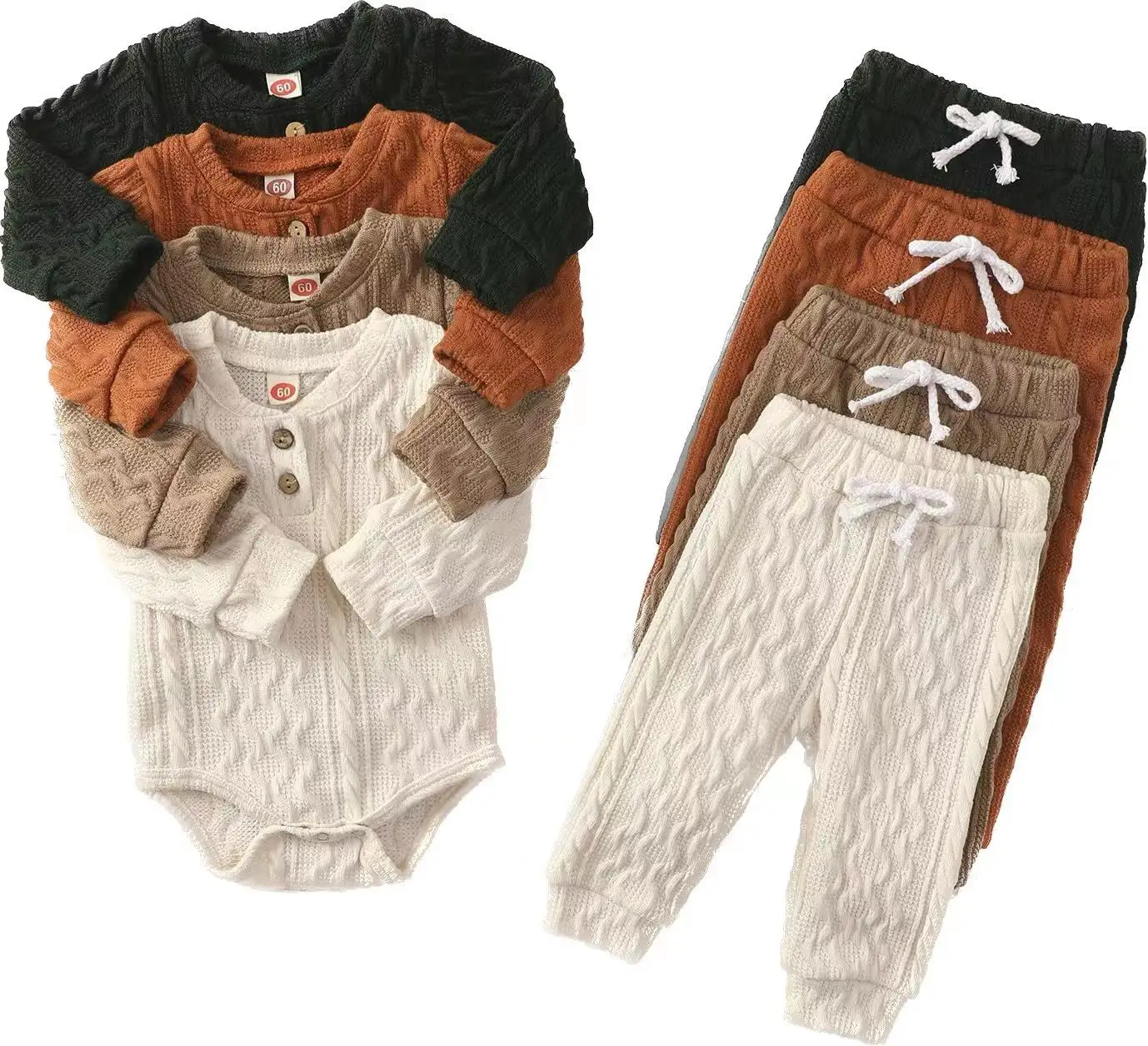 Hot Sale solid color cotton baby clothing sets  jumpsuit 2pcs rompers(old) and pants for newborn to 3T