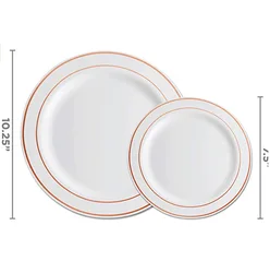 6 7.5 9 10.25inch Plastic PS Rose Gold Pink Tableware Disposable Plates Set for Wedding Birthday Party Decorations Supplies