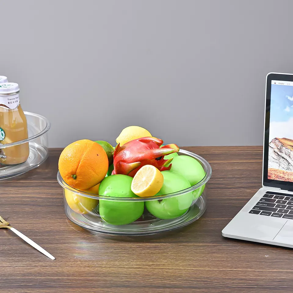0260 Kitchen seasoning storage tray desktop cosmetics storage box fruit and vegetable plastic rotating plate