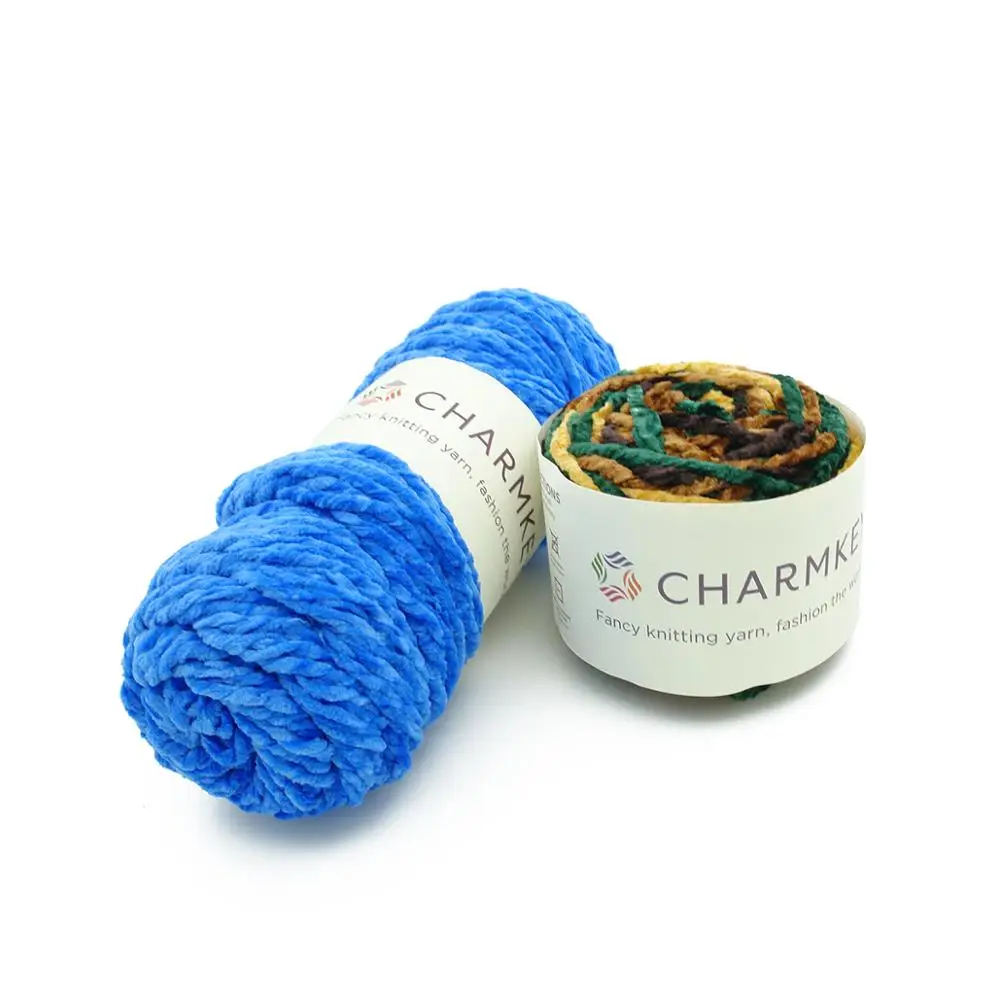 Charmkey 100% полиэфирная Тонкая Синель пряжа необычное вязание много и однотонная