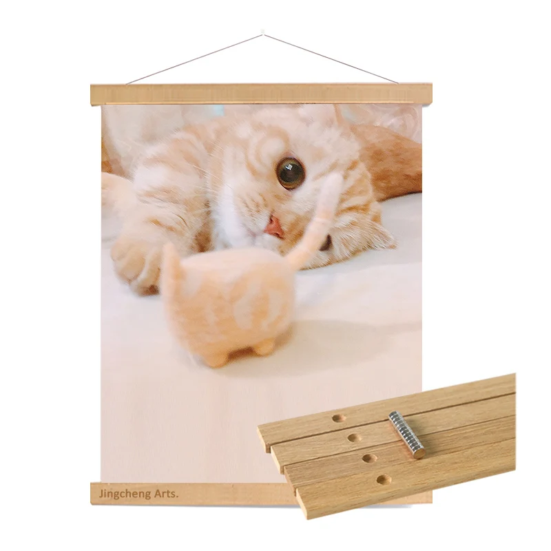 Painting Wall Art Photo Canvas Frame Natural Wooden Solid Teak Magnetic Poster Frame Hanger