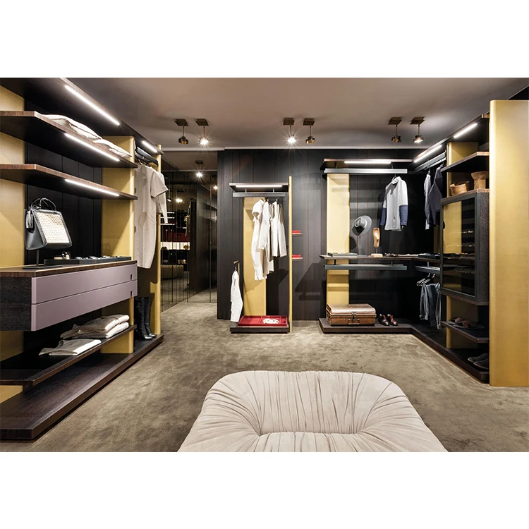 Foshan Modern Wooden Wardrobe Walk-in Closet Cloakroom Bedroom Closet Storage Designs