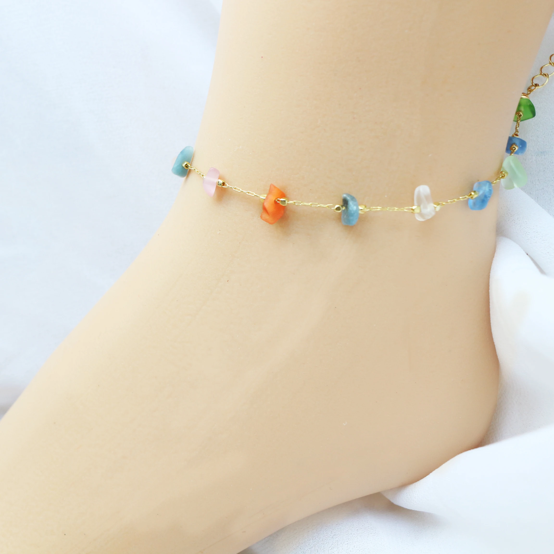 Gaby fashion  Multi stone mix color  waist bracelet anklets foot jewelry ankle bracelet dainty for  girl women