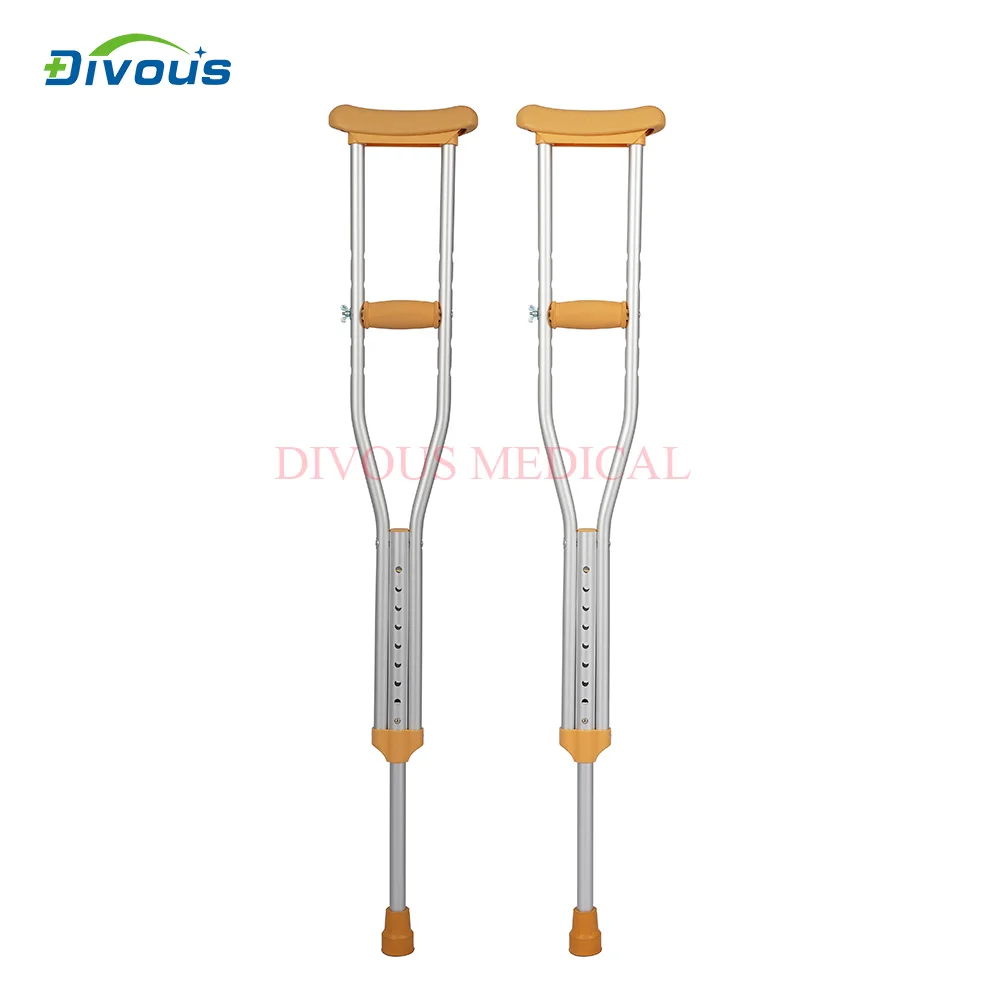 Adjustable Underarm Height Light weigh Aluminum Alloy Medical Portable Comfortable Telescopic Crutches Axillary Crutches