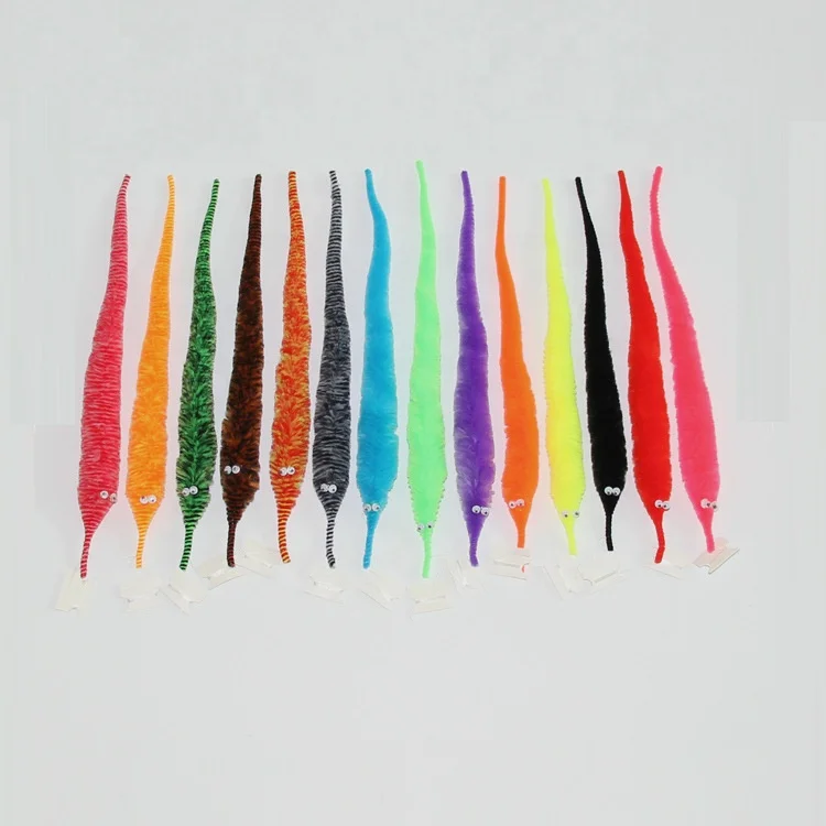 Wiggly Twisty Fuzzy Worms on a String Fuzzy Christmas Halloween Wizard New Strange Trick Toys for Kid