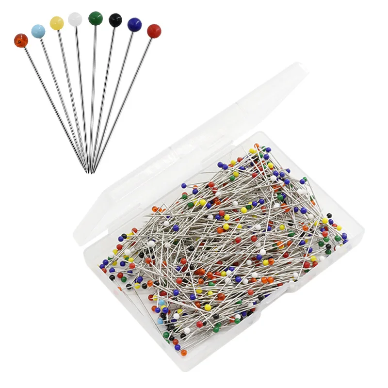 500pcs Color Glass Pin Garment Sewing Fixed Pin Decorative Pin Head Positioning Needle