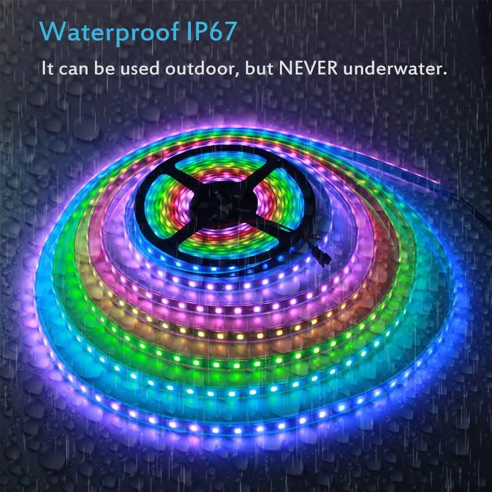 Addressable RGB LED Strip Light WS2811 Dream Color Digital Programmable Flexible LED Pixel Tape Light 24V Waterproof LED Strip