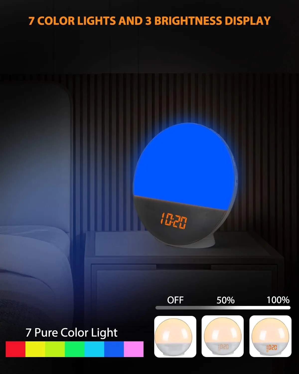 WiFi Wake Up Alarm Clock 7 Colors Sunrise Sunset Simulation APP Control led Smart home lighting night light table lamp