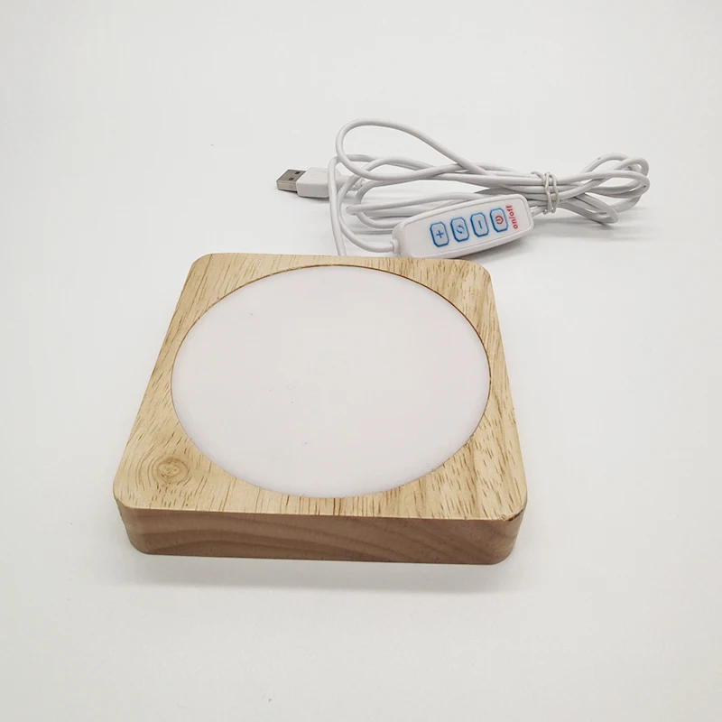 Wooden 3D Night Light Round Base Holder LED Display Stand for Crystals Glass Ball Illumination Lighting Accessories