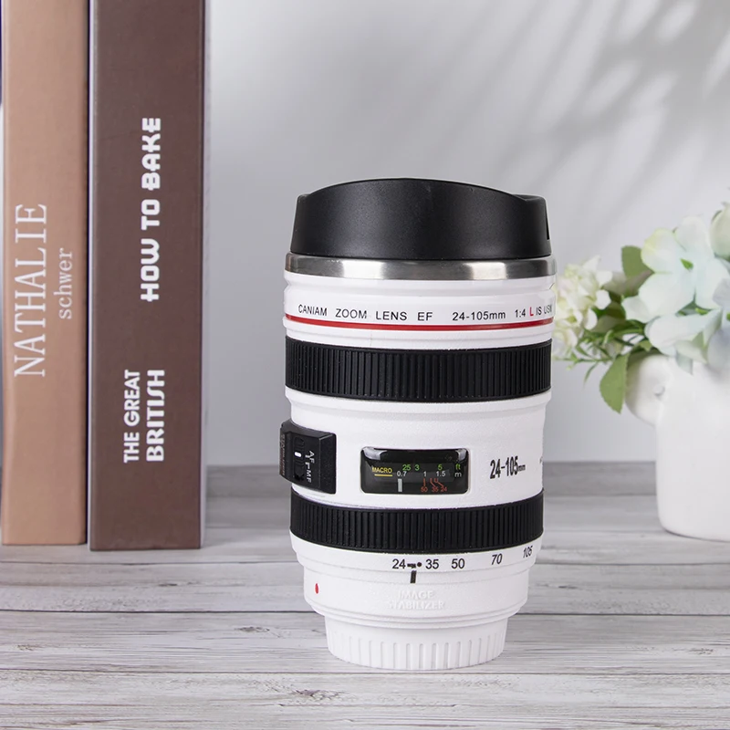 Small Stainless Steel Thermos Lid Hot Cold Customizable Print Camping Party-SLR Camera Lens Coffee Cup Travel Mug Accessory