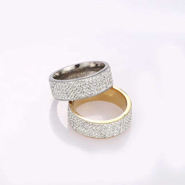 Fashion Couple Titanium Steel Ring Men Women Jewelry Stainless Steel Full Diamond Ring