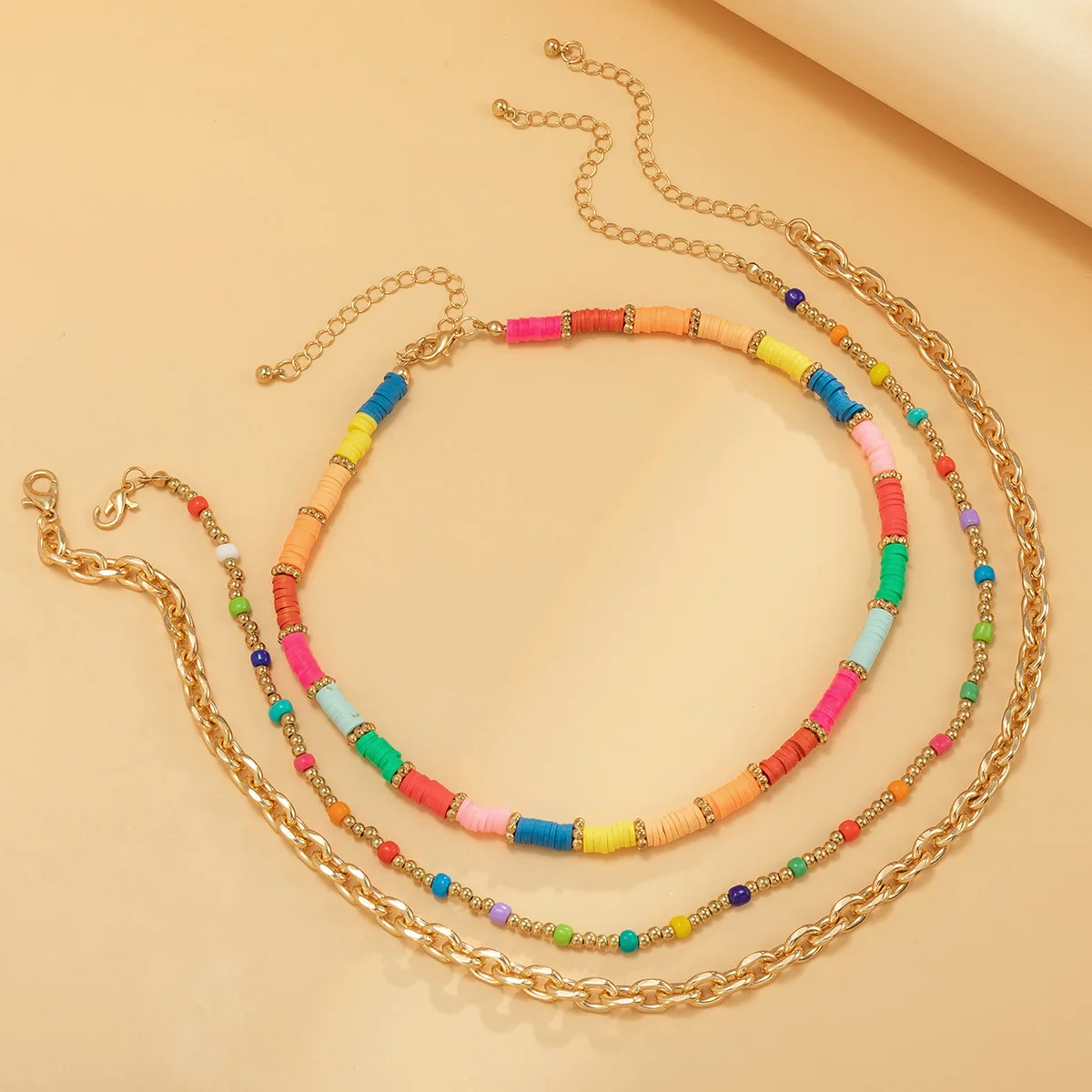 Personality Joker Multilayer Jewelry Suit Polymer Clay Bohemians Colorful Necklace