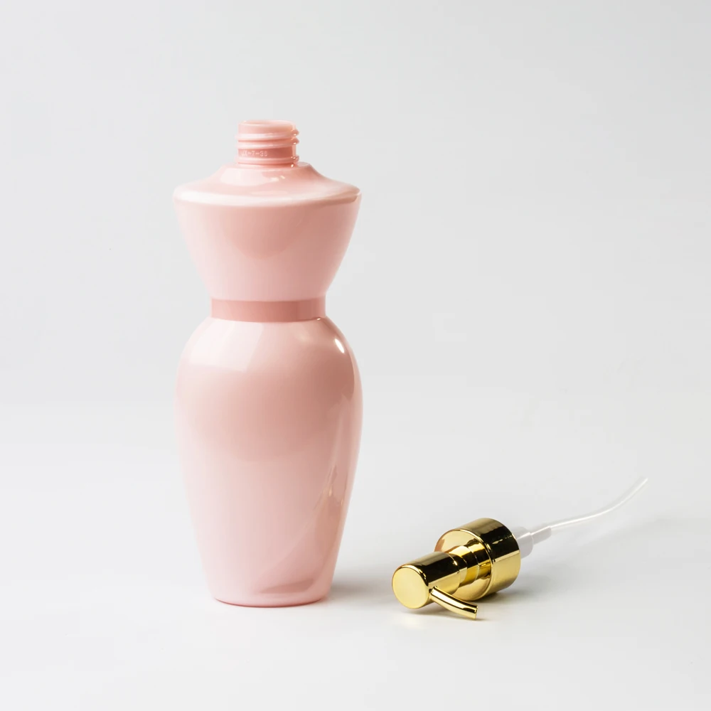 Custom 250ml 8oz Plastic Cosmetic Beauty Skincar PET Pink Shampoo And Conditioner Shower Gel BottleWith Pump Cap