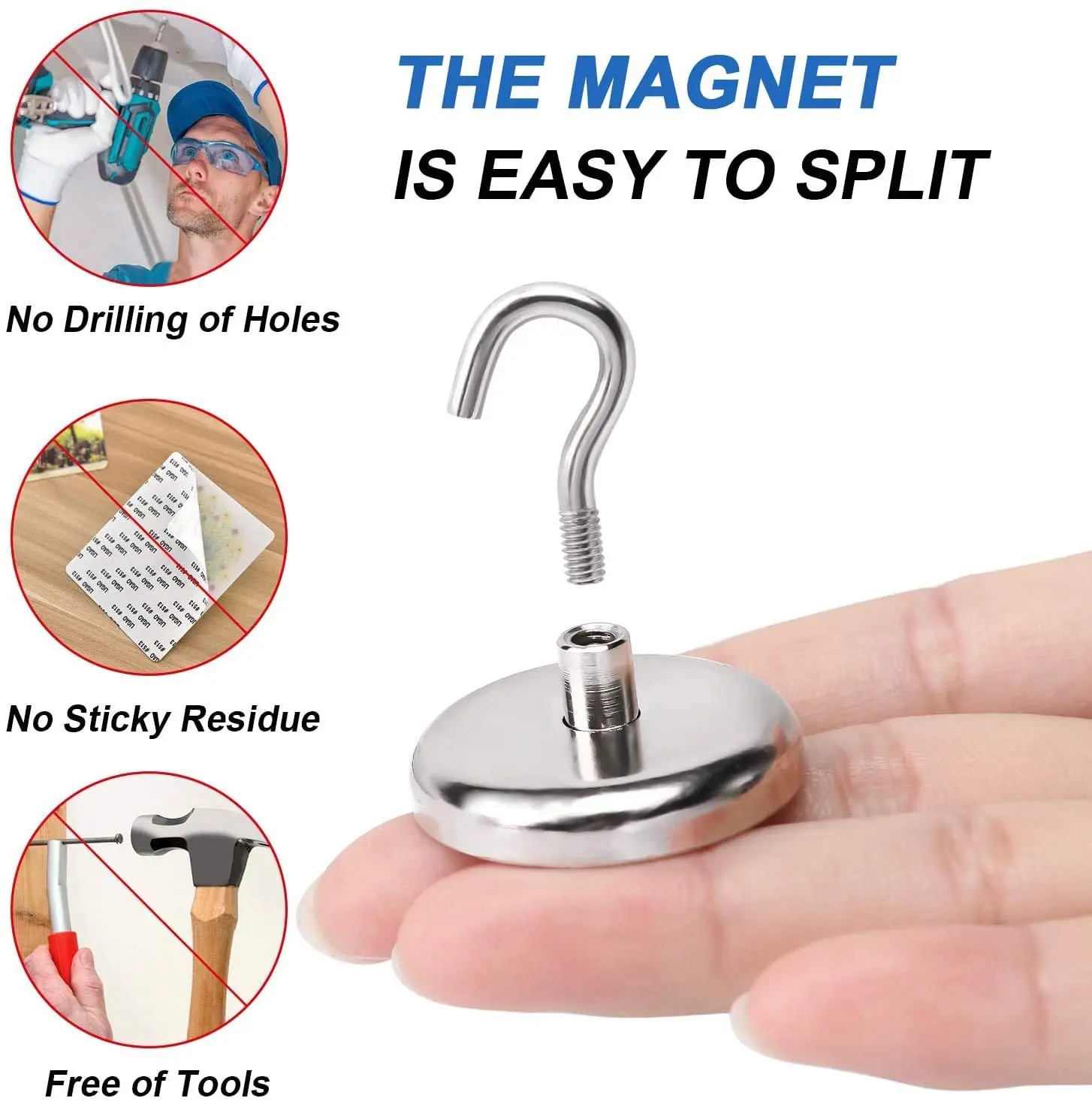 High Quality Cheap Price 25LBS Magnetic Hooks Strong Neodymium Rare Earth Magnet Hooks For Fridge whiteboard