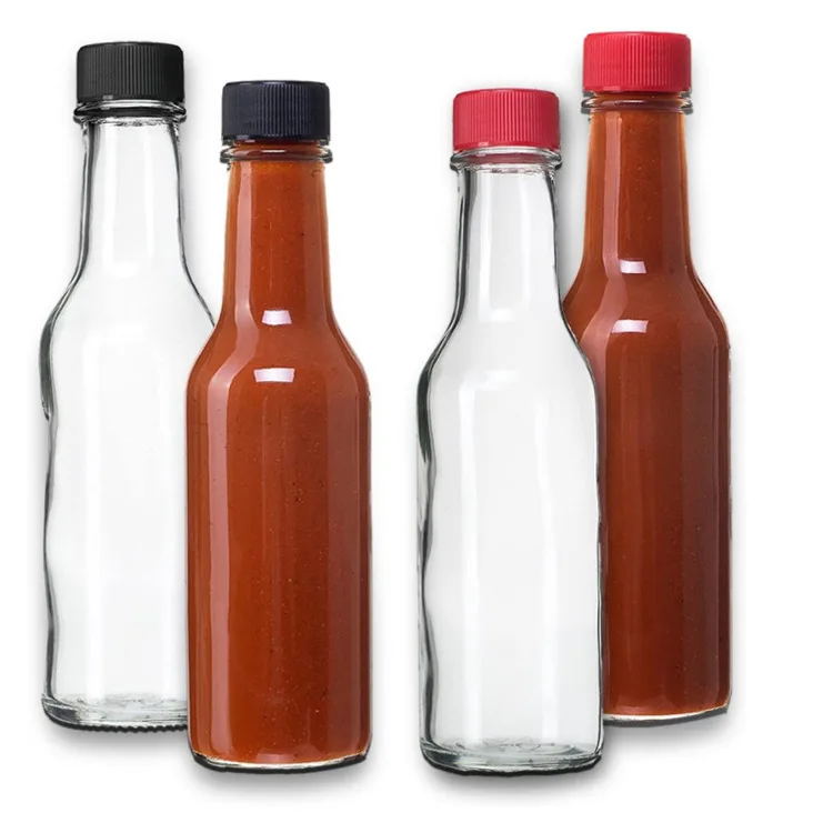 Hot sale 5oz 150ml Bulk chili pepper hot sauce glass bottle with plastic lid