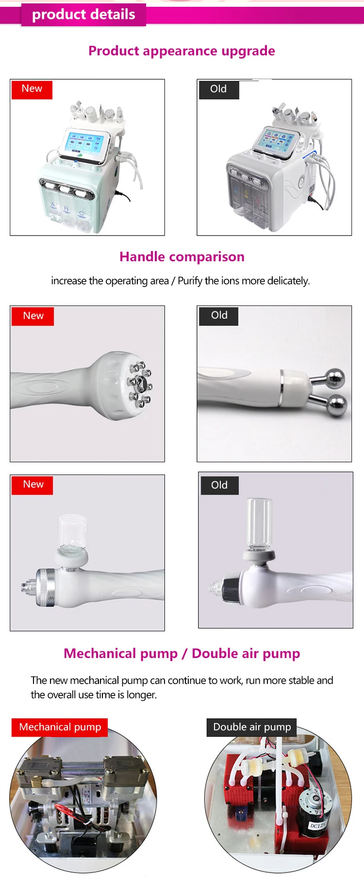 Peel Injector Facial Cold Water Oxygen Machine Dermabrasion Facial 3in1 Anti Aging 4 Color Facial Skin Care Pdt Photon Red