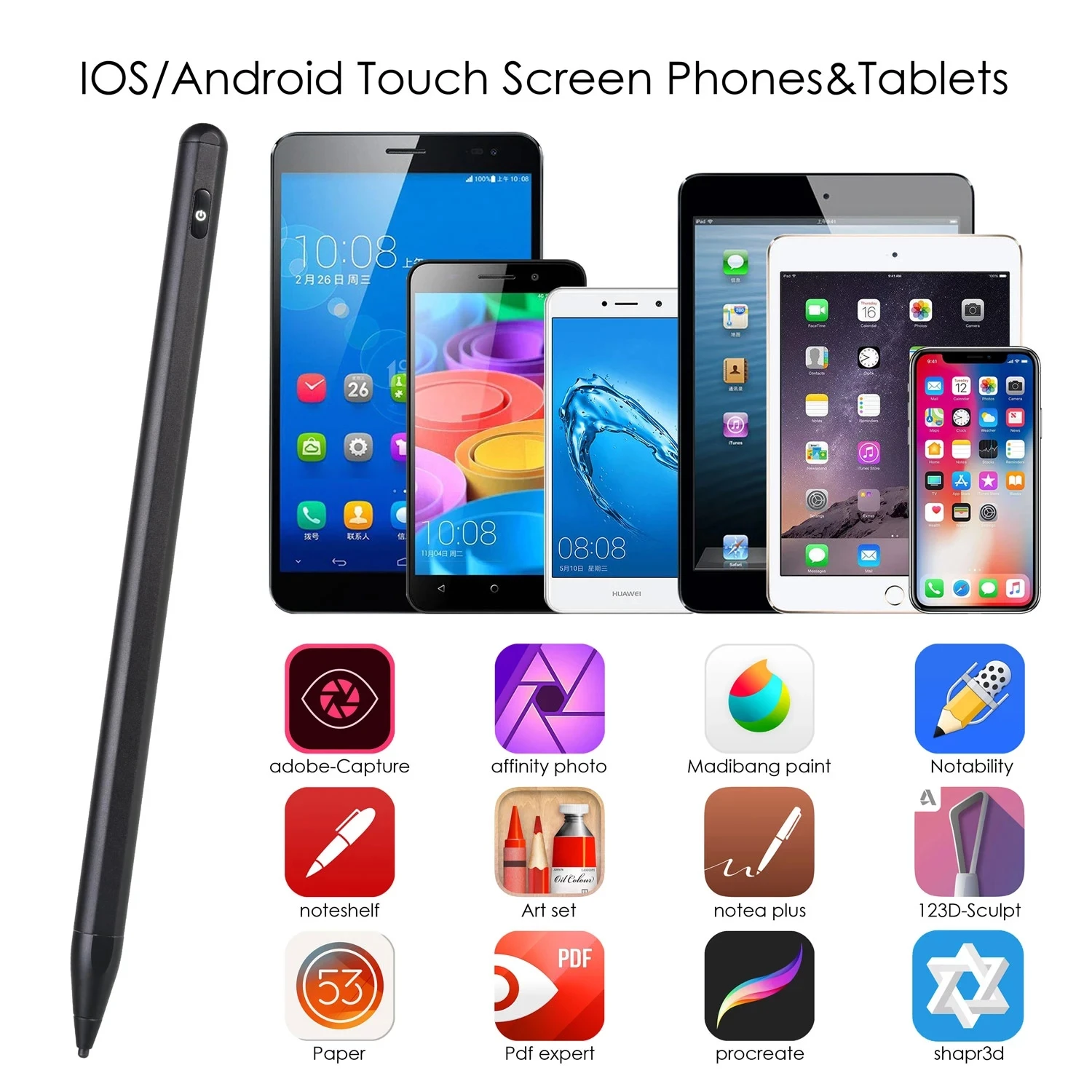  Универсальный стилус для сенсорного экрана Android iPad Планшета Телефона ручка плавное письмо емкостный планшета сенсорный