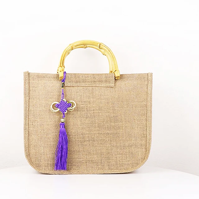 USA Free Sample Branded Met Kerstopdruk Retail Bear Turkey Nepal Souvenir B5 Size Small Waterproof Jute Bag With Bamboo Handles
