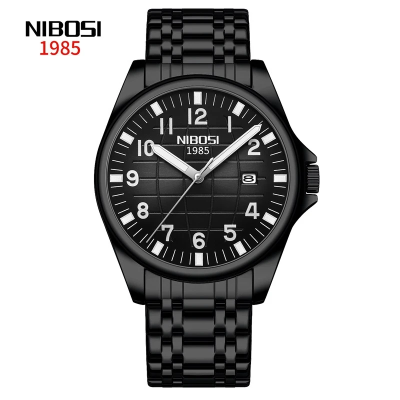 Luxury Brand Nibosi 2572 Mens Waterproof Sports Golden Quartz Wrist Watch