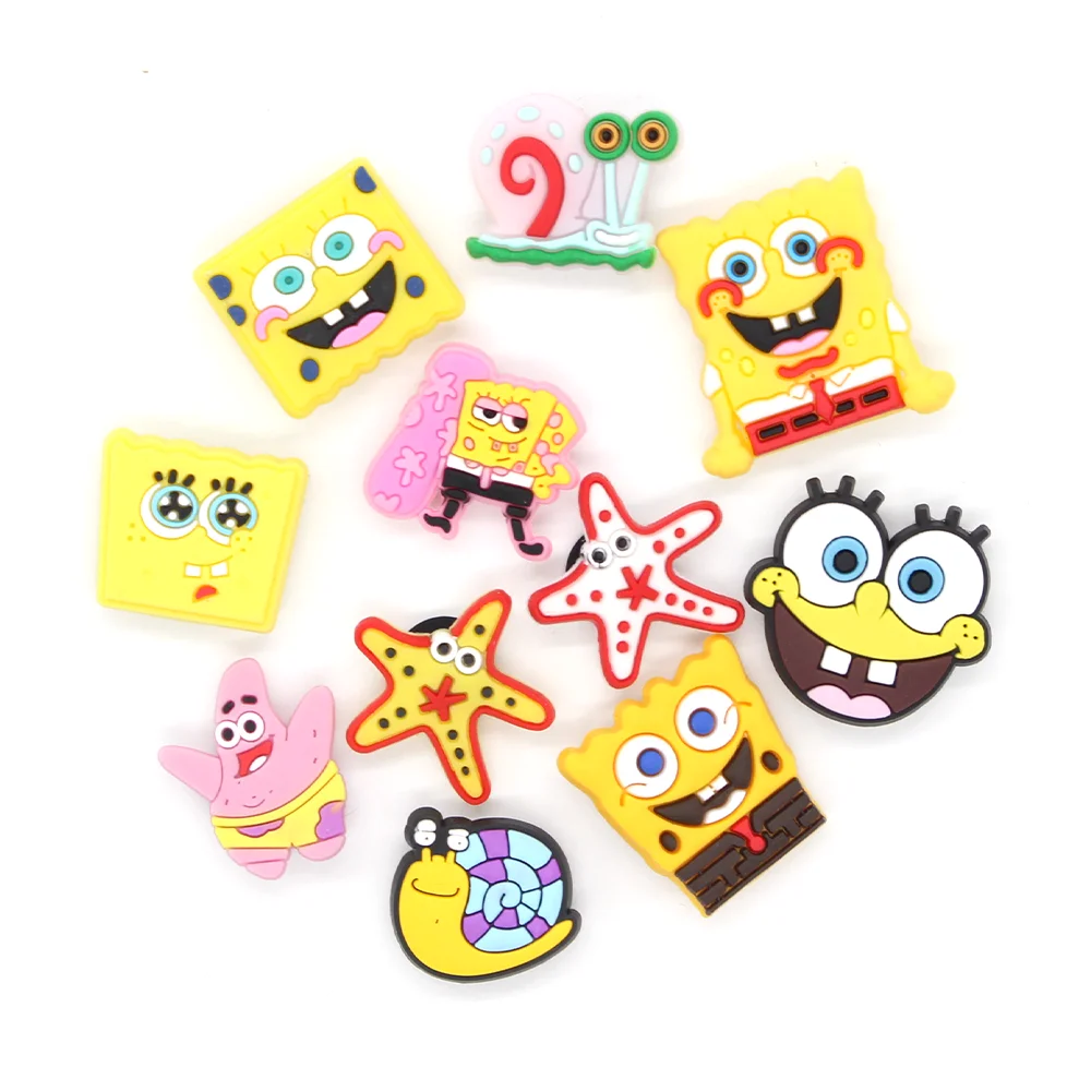 2022 Custom 3D luxury shoe charms Sponge Bob PVC 1000 mixed croc charms anime cartoon croc charm