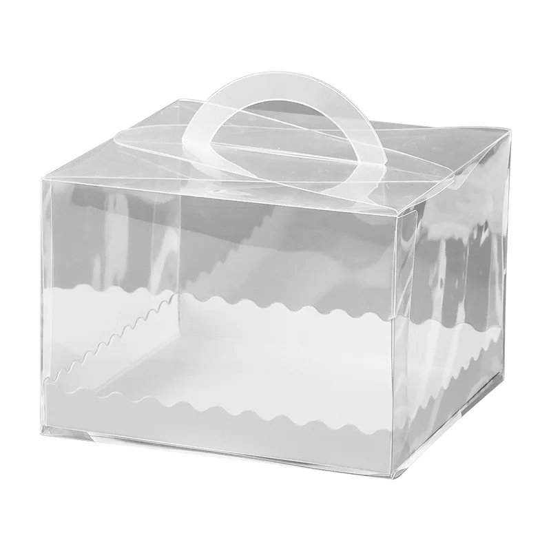 Wholesale Transparent Cake Box Bento Cake Boxes Custom Portable Baking Packaging With Handle Roll Cake In Bulk