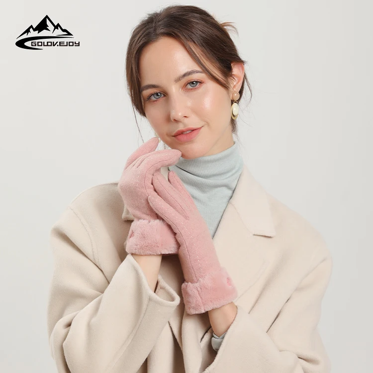 GOLOVEJOY DY35 Wholesale Knitted Cashmere Gloves Women Mittens Warm Touch Screen Winter Cashmere Gloves