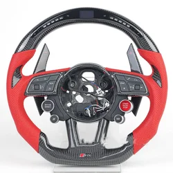 LED Forged Carbon Fiber Steering Wheel Fit For Audi RS3 RS4 RS5 S3 S4 S5 A3 A4 A5 A6 A7 B7 B8 C7 C8
