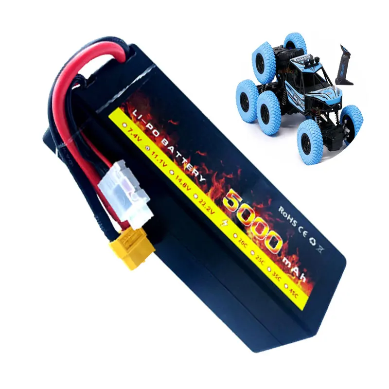14.8V RC Lipo Batteries Hard Case 4S 25C 5000mAh RC Car Battery for RC Truck/ Airplane /Drone /FPV /Racing