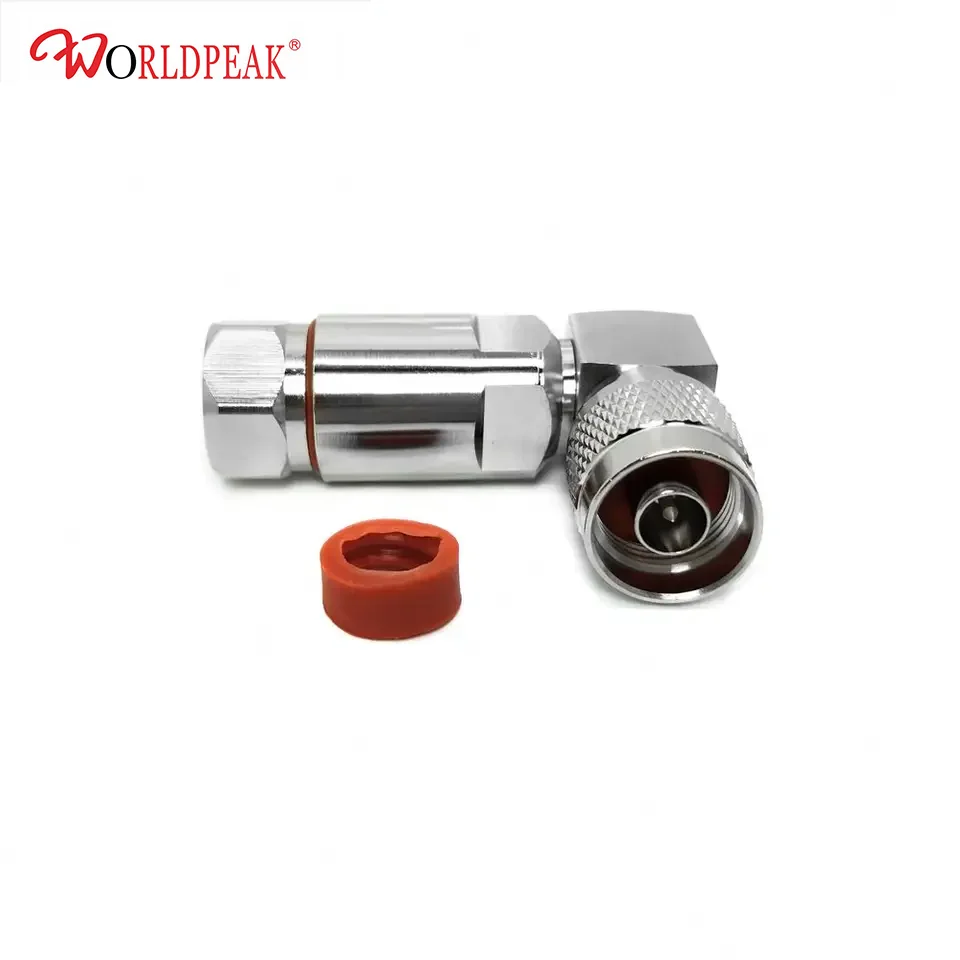 N male plug clamp 90 degree right angle RF connector for sf 1/2 heliax super flexible FSJ4-50B feeder coax cable