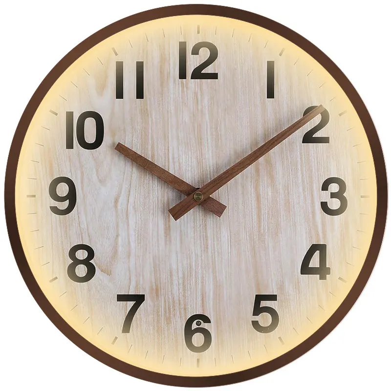 Modern 12 Inch Silent LED Quartz Wall Clock Glow in the Dark with Sound Control Voice Control Home Decoration