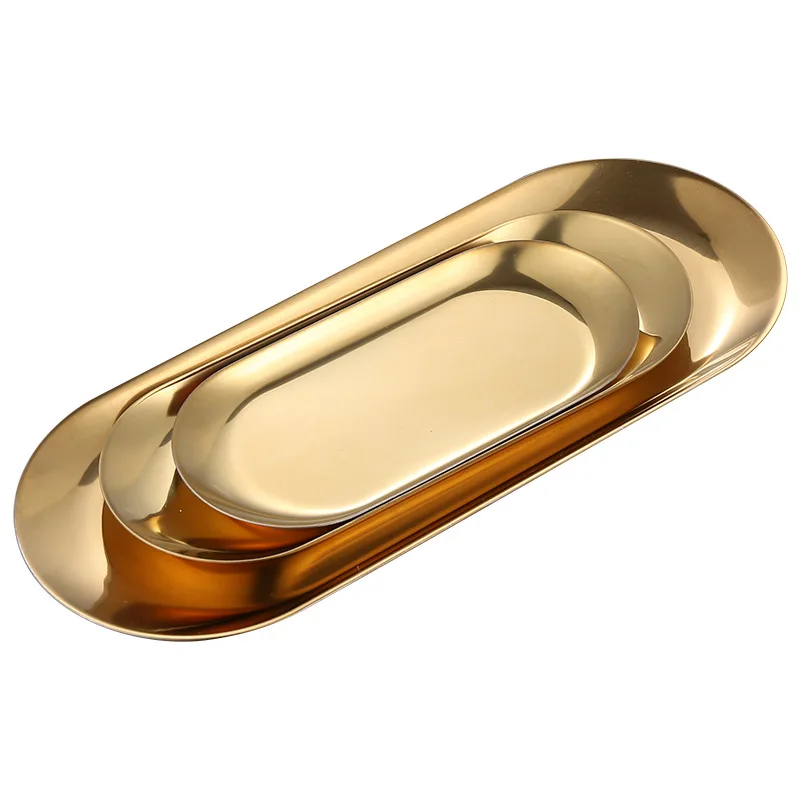 Овальный металлический дисплей ювелирных изделий лотки декоративный лоток из нержавеющей стали