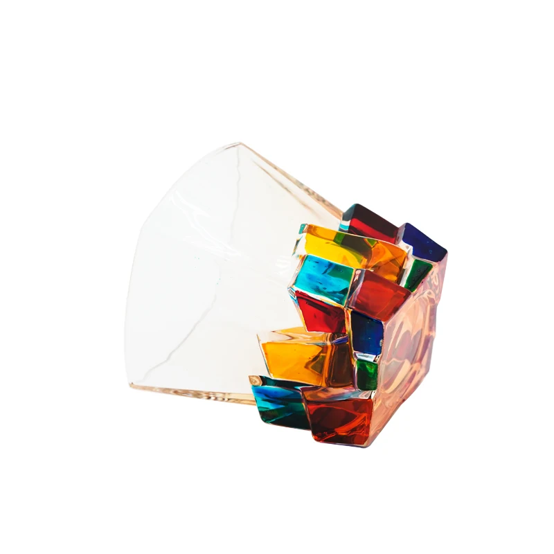 Hand Drawn Old Fashion Venetian Wine Rocks Glasses Colored Whiskey Square Rocking Glass